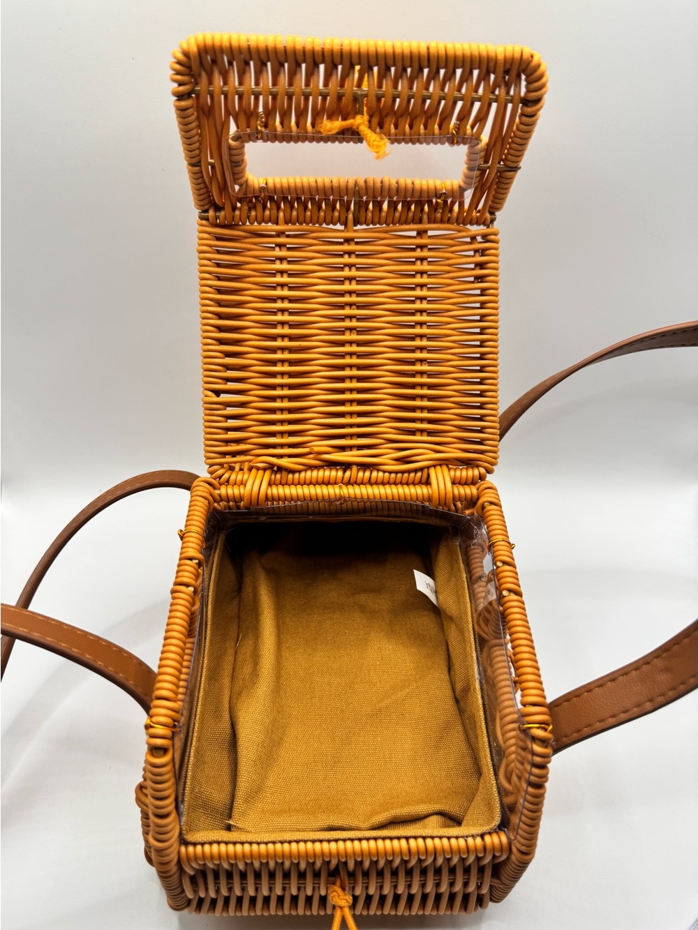 Tommy Bahama Woven Mini Car-Shaped Bag in Honey Brown with Tan Straps - Picture 5 of 12